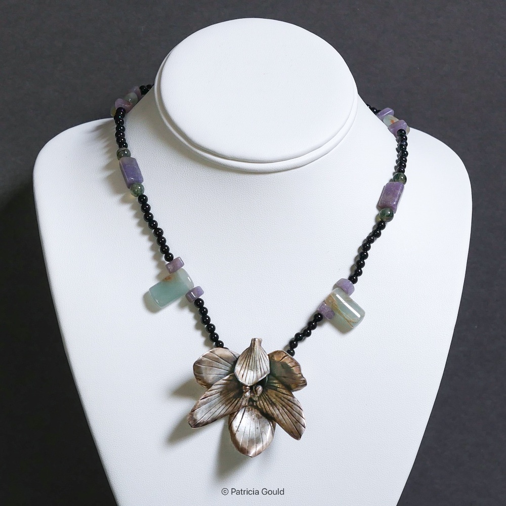 New - N15 - Necklace - hand carved silver flower pendant - One of a Kind